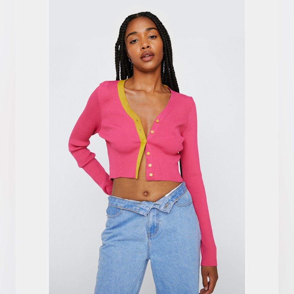 HOT PINK Nasty Gal Cropped Cardigan
